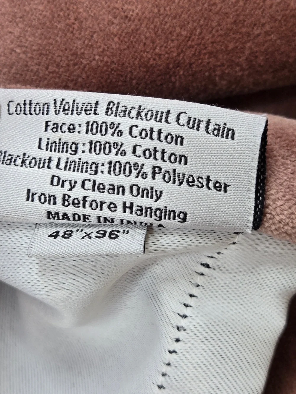 NWT QUINCE 1 48x96 Cotton Velvet True Blackout Curtain Mauve 9335